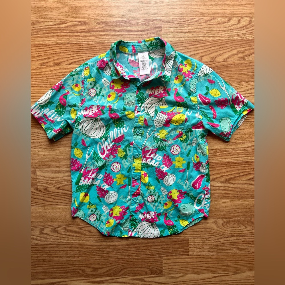 Disney Parks Pixar Toy Story Hawaiian All Over Print Button Up Shirt Size XS